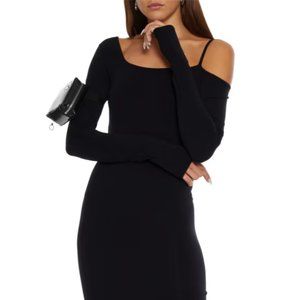 HELMUT LANG Cold-shoulder stretch-jersey midi dress XS/S